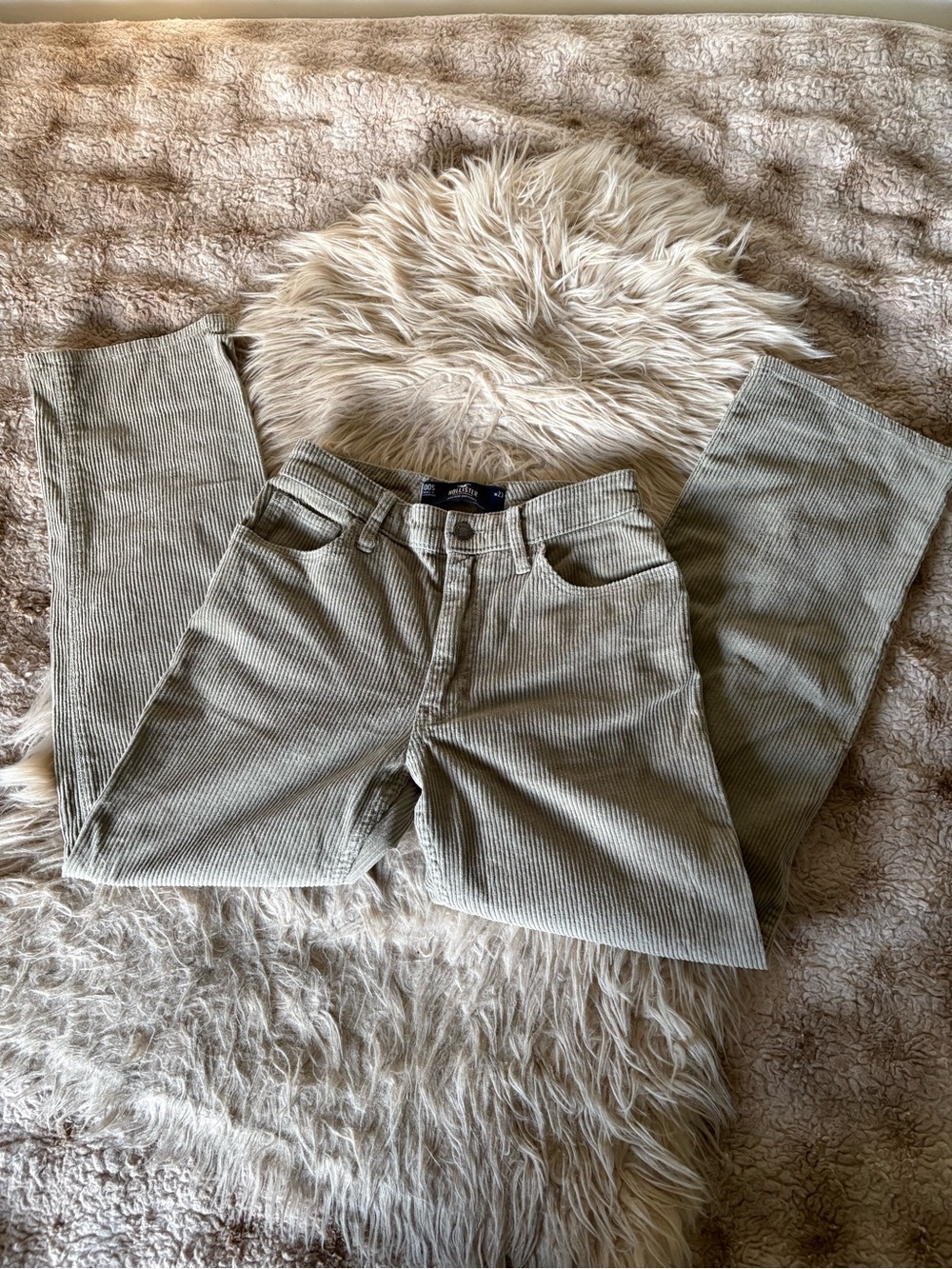 Sage Green High-Waisted Corduroy Pants